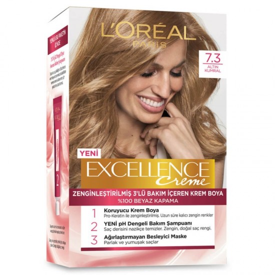 رنگ موی لورال شماره 7.3 رنگ بلوند طلایی loreal excellence